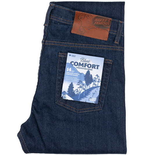 NAKED AND FAMOUS - BLUE COMFORT STRETCH SELVEDGE DENIM - WEIRD GUY